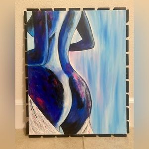 Abstract woman painting with custom frame